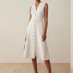 Reformation Green Linen Dress